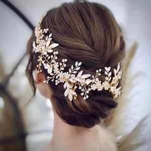 Wedding / bridal / formal Headpiece gold with rose gold hairpiece